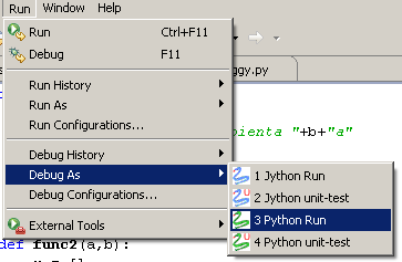 debug as python run