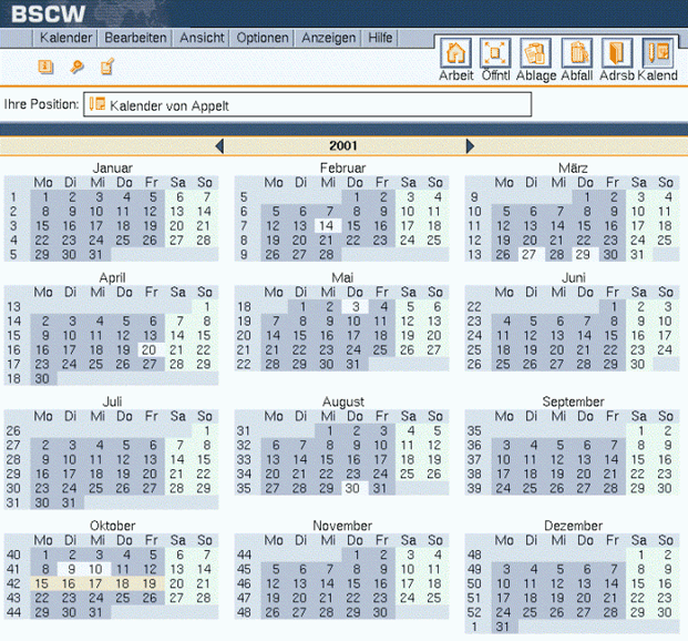 Kalender - Jahresübersicht