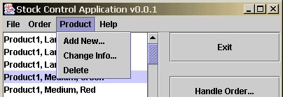 Kuva 6. Product-menu.
