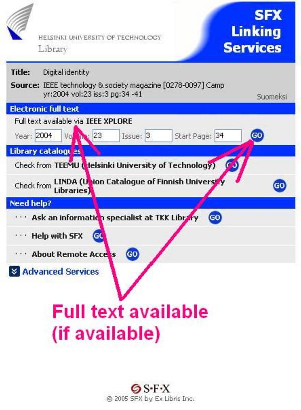 SFX Linking Services